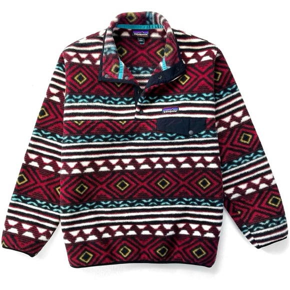 Patagonia Other - Patagonia Synchilla Pullover Snap T Fleece Size XL Aztec Print 2016 Cinder Red